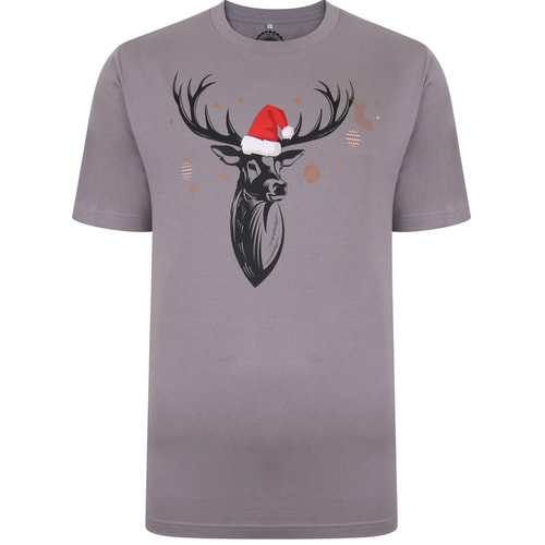 KAM Reindeer Print Tee Grey